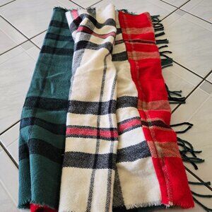NWT Urban Outfitters Plaid Scarf Red Green Cream OS